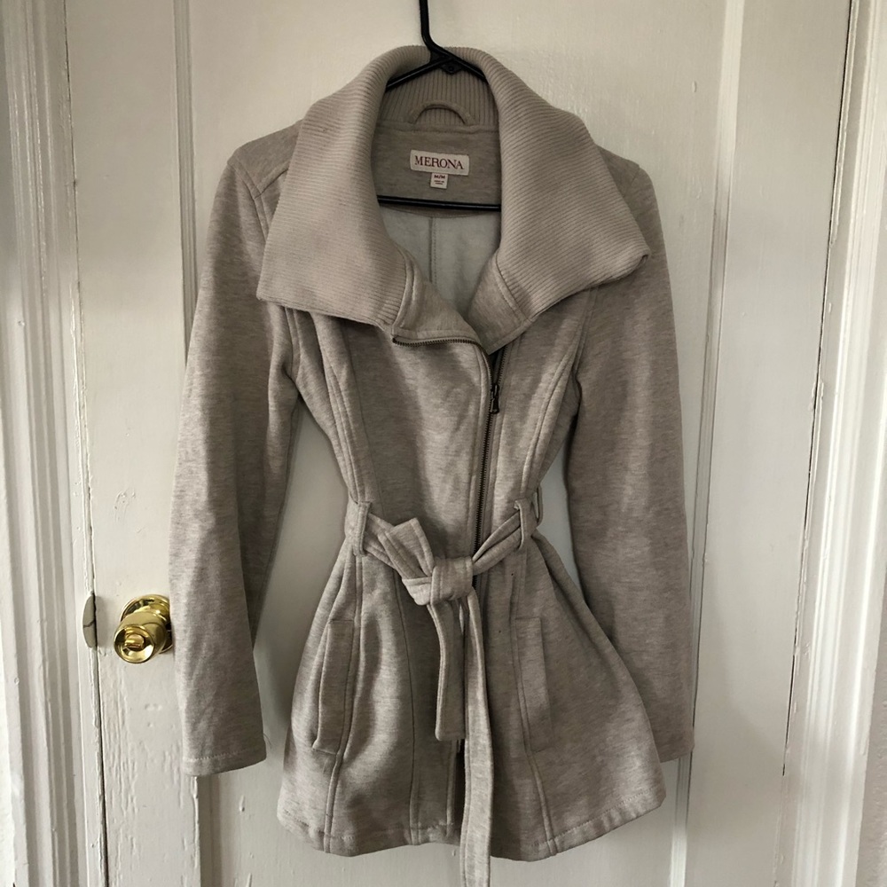 Merona Toupe Colored Fleece Trench Coat (M)